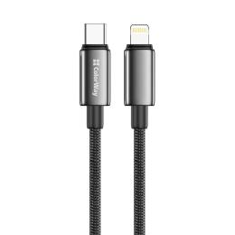 Дата-кабель ColorWay Type-C (тато)  -  Lightning (тато) zinc alloy braided 30W 2м Black (CW-CBPDCL099-BK)