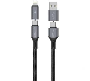 Дата-кабель WIWU C077 Cyberlink Type-C (тато) to Lightning (тато) 27W (1m) Silver (00000085919_1)