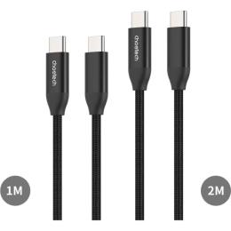 Дата-кабель Choetech USB-C (тато)  -  USB-C (тато) PD3.1 240 Вт 1 м + 2 м Black (XCC-1060)