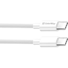 Дата-кабель ColorWay Type-C (тато)  -  Type-C (тато) zinc alloy braided 100W 5А 2м White (CW-CBPDCC099-WT)