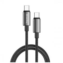Дата-кабель ColorWay Type-C (тато)  -  Type-C (тато) zinc alloy braided 100W 5А 2м Black (CW-CBPDCC099-BK)