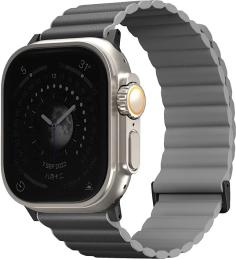 Ремінець для смарт-годинника UNIQ Revix Premium для Apple Watch Series 1-9/SE/SE2/Ultra/Ultra 2 42/44/45/49mm Magnetic Leather Charcoal Gray (88864636