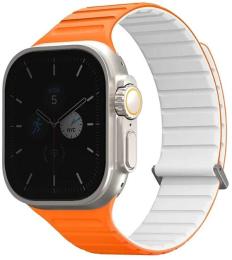 Ремінець для смарт-годинника UNIQ Revix Evo для Apple Watch Series1-9/Ultra1-3 42/44/45/49mm Reversible Magnetic Amber Orange White (8886463688243)
