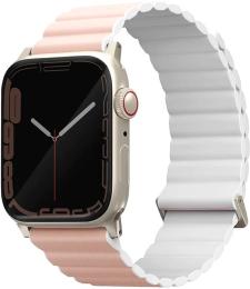 Ремінець для смарт-годинника UNIQ Revix Premium для Apple Watch Series 1-9/SE/SE2 38/40/41mm Edition Reversible Magnetic Leather Blush Pink White (888