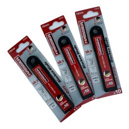 Леза сегментовані 10 шт, 18х0,7х100мм, SK2, Haisser чорні (23505) леза для будівельніх і канцелярськ