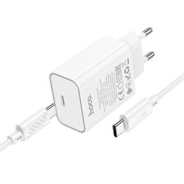 Мережевий зарядний пристрій для телефона Hoco C143A Benefit PD20W (1USB-C) White + кабель Type-C to Type-C