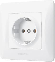 Розетка Videx Binera VF-BNSK1G-W із заземленням