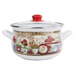 Каструля GUSTO Квітковий сад GT-T-122-FG White 22 см, 5.1 л