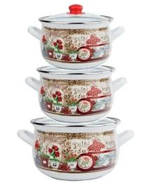 Набір каструль GUSTO GT-T-3-FG White Квітковий сад