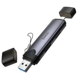 Картрідер Hoco HB56A Victory USB/iP 3-in-1 card reader Metal Gray