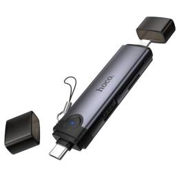 Картрідер Hoco HB56B Victory Type-C/iP 3-in-1 card reader Metal Gray