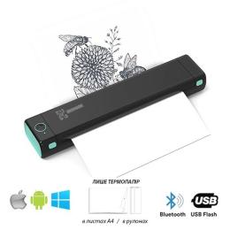 Принтер чеків UKRMARK M08-BK А4, Bluetooth, USB Black (900781)