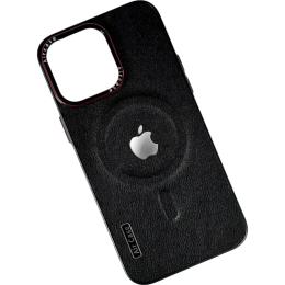 Чохол-накладка Infinity Magnetic Logo Leather Case для iPhone 16 Black