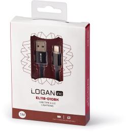 Дата-кабель Logan EL118-010BK 1m USB(тато) - Lightning(тато) Black