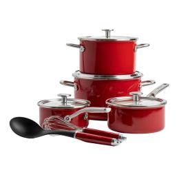 Набір каструль KitchenAid Steel Core (CC004921-001) Red 10 предметів