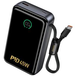 Зовнішній портативний акумулятор Hoco Q54 Shine PD45W with cable 20000 mAh Metal Gray