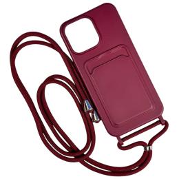 Чохол-накладка Infinity Colorful Pocket Strap with strap для iPhone 16 Pro Max Bordeaux