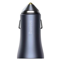 Автомобільний адаптер для телефона Baseus TZCCJD-B0G Gray (1USB, 1Type-C, 40W, 3A з кабелем адаптер)