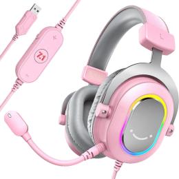 Накладні навушники Fifine H6 AmpliGame RGB 7.1 Pink (H6P)