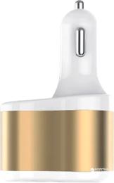 Автомобільний адаптер для телефона XoKo CC-303 White Gold (2 USB 2.1A +розгалужувач )