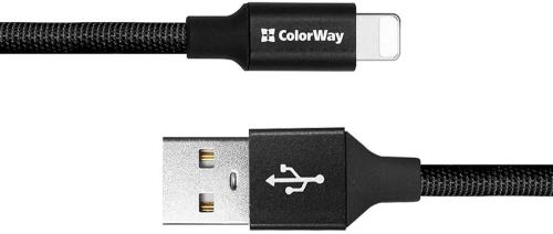 Дата-кабель ColorWay CW-CBUL048-BK 0.25m USB (тато) - Lightning (тато) Black