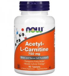 Жироспалювач Now Acetyl-L-Carnitine 750 mg (90 tab) (18474-01)
