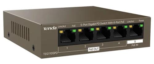 Світч Tenda TEG1105PD 5-Port Gigabit PoE-IN/PoE-OUT Extender (1in/4out) (6665560)