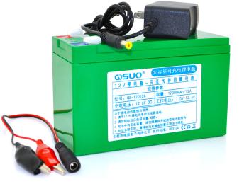 Акумулятор для ДБЖ QiSuo 12V 12A V / 1A літієва з елементами Li-ion 18650 + зарядний пристрій 12.6