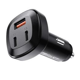 Автомобільний адаптер для телефона Acefast B3 Black (66W(USB-C+USB-C+USB-A) three-port metal car charger)