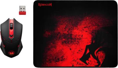 Комплект миша та килимок Redragon M601WL-BA Black бездротова