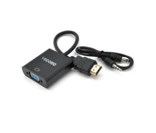 Перехідник VEGGIEG H-V2B HDMI (тато)  -  VGA (мама) + Audio 25cm Black + аудіо кабель