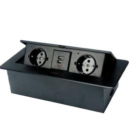 Розетка Voltronic J29L Black дві розетки + 2*USB, Input: AC 100-250V 16A