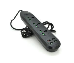 Мережевий фільтр Voltronic ТВ-Т16 Black 3 розетки + 4 USB, 2 м, перетин 3х0,75мм, 3000W