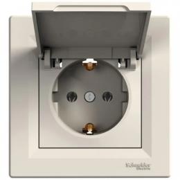 Розетка Schneider Electric EPH3100123 Cream з заземленням та кришкою