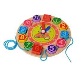 Деревяна іграшка Limo Toy Годинник MD рамка-владиш, шнурівка, в коробці, 18,5-18,5-2,5 см