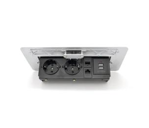 Розетка Voltronic J29L Silver дві розетки + 2*USB + 2*RJ45, Input: AC 100-250V