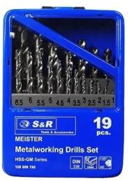 Набір свердел для металу S&amp;R Meister HSS 1-10 мм 19 шт. (108809190)