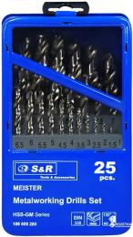 Набір свердел для металу S&amp;R Meister HSS 1-13 мм 25 шт. (108809250)