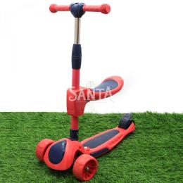 Самокат Bambi HS2012 Red Дитячий триколісний беговел 2в1, світло, музика