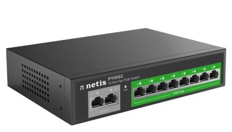 Світч Netis P110GC (8xGE PoE, Max PoE 100W, 2xGE uplink RJ45 ports)