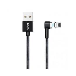 Дата-кабель Hoco U20 Magnetic USB (тато)  -  Lightning (тато) 1м Black