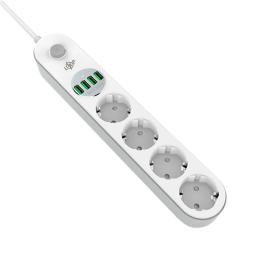 Мережевий фільтр LogicPower F24U4 White (4x220V-2500W, 4xUSB-5V/3,4A 17W Auto Max)