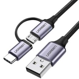 Дата-кабель Ugreen 30875 1m USB Type C(тато) - microUSB(тато) Black
