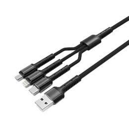 Дата-кабель LogicPower C20CM 3 в 1 USB 3.0 (тато)  -  Type-C/Lightning/Micro-USB (тато) 1м Black