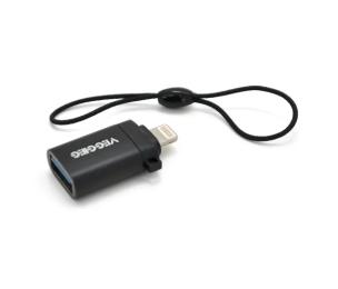 Перехідник VEGGIEG Lightning (тато) - USB-A (мама) Silver
