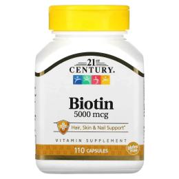 Вітамінно-мінеральний комплекс 21st Century Біотин, 5000 мкг, Biotin, 110 капсул (CEN-27116)