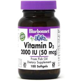 Вітамін Bluebonnet Nutrition Вітамін D3 2000IU, 100 желатинових капсул (BLB0317)
