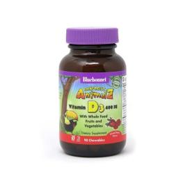 Вітамін Bluebonnet Nutrition Вітамін D3 400IU для Дітей, Смак Ягід, Rainforest Animalz, (BLB-00194)