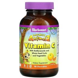 Вітамін Bluebonnet Nutrition Вітамін С для Дітей, Смак Апельсину, Rainforest Animalz, 90 (BLB-00192)
