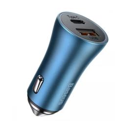 Автомобільний зарядний пристрій для телефона Baseus TZCCJD-03 Blue Golden Contactor Pro 40W USB + Type-C + Cable Type-C to Lightning (1m)